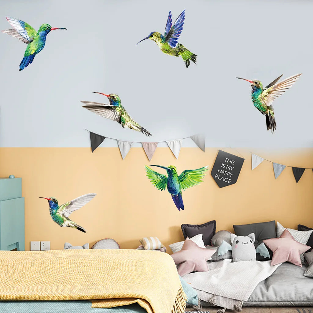 6pcs Hummingbird Wall Stickers Living room Bedroom Wall Decor