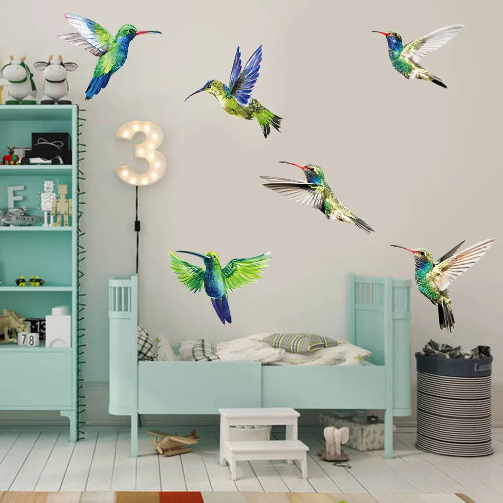 6pcs Hummingbird Wall Stickers Living room Bedroom Wall Decor