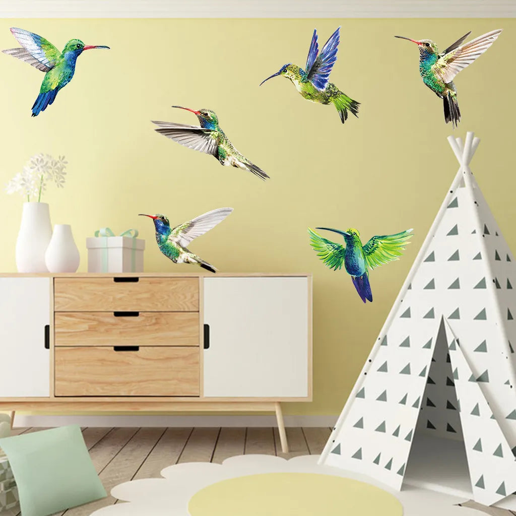 6pcs Hummingbird Wall Stickers Living room Bedroom Wall Decor