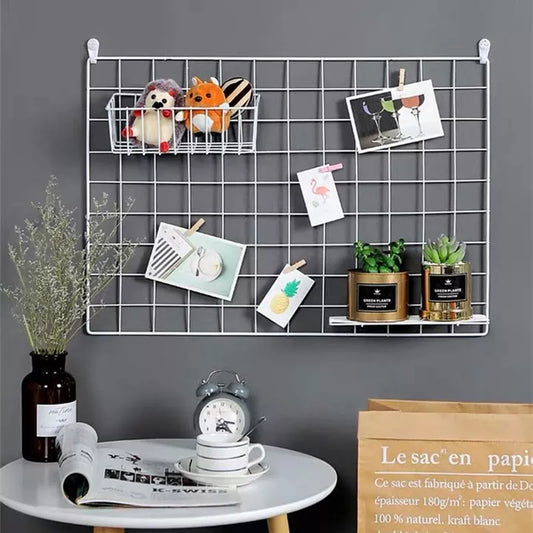 Nordic Iron Grid Wall Art Decoration Shelf Home Decor Bedroom